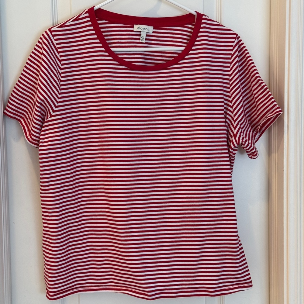 Ella Moss Red and White Striped Tee